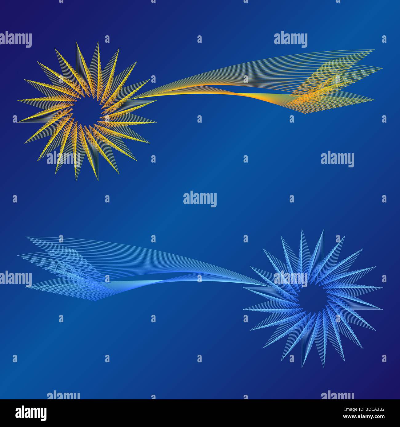 Étoile de comète jaune ou bleue sur le fond bleu, symbole de noël, fichier vectoriel, illustration Illustration de Vecteur