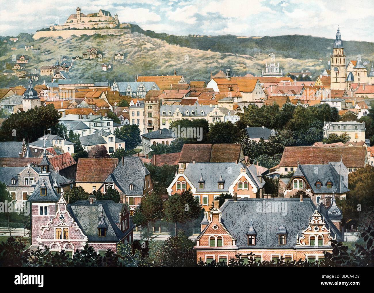 Cobourg, ville et forteresse, château, haute-Franconie, Bavière, Allemagne, reproduction authentique d'une carte murale d'école, historique, vers 1900 Banque D'Images