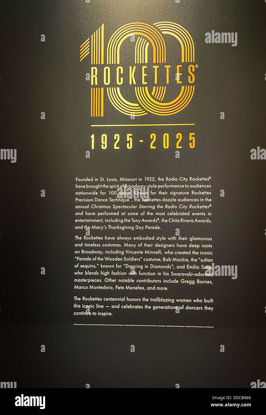 Le Museum of Broadway présente une exposition spéciale du 100e anniversaire pour le Radio City Music Hall Rockettes, 2025, New York City, États-Unis Banque D'Images
