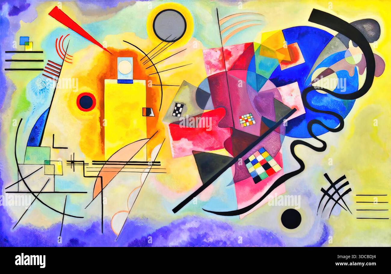 Wassily Kandinsky jaune Rouge Bleu 1925 composition géométrique abstraite équilibrant la couleur, la forme et le dynamisme spirituel. Illustration de Vecteur