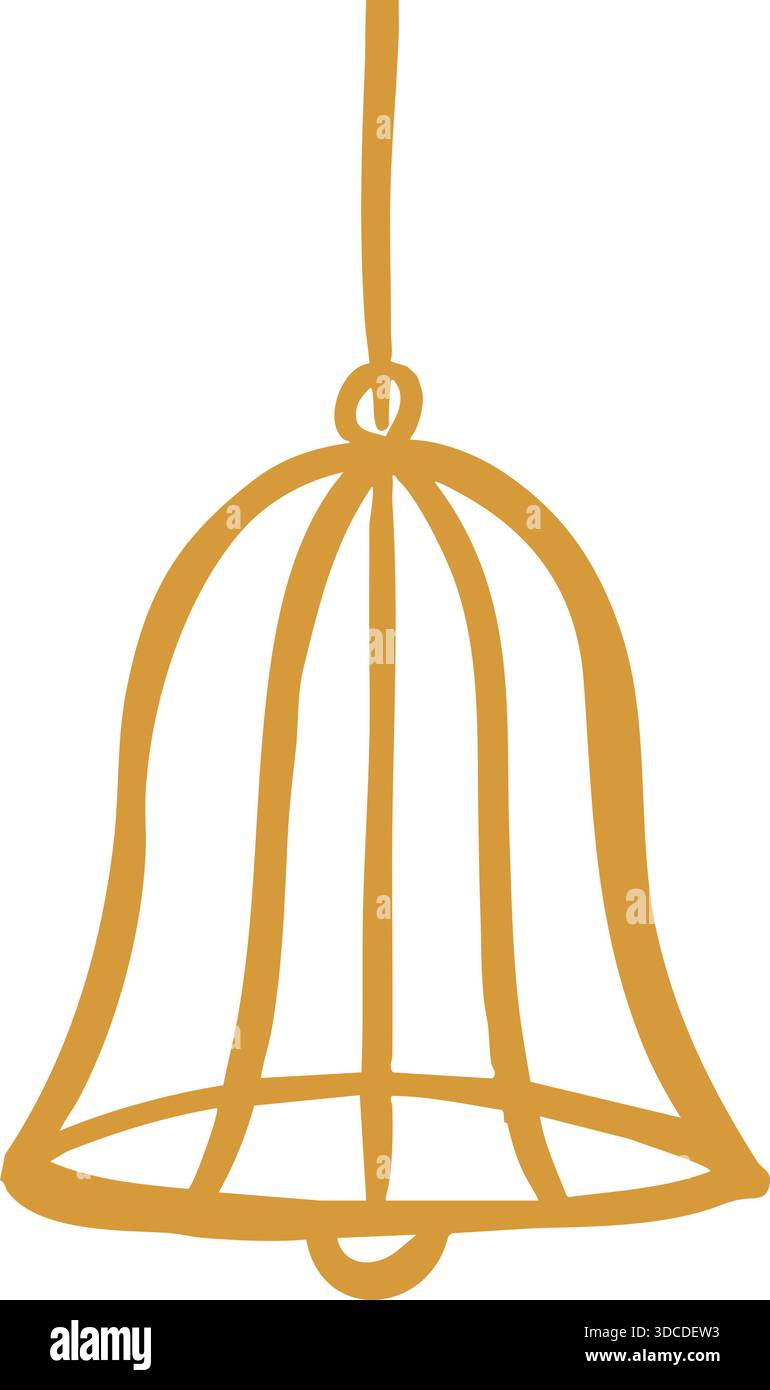 Cloche minimale suspendue à une boucle prête à sonner. Illustration de Vecteur