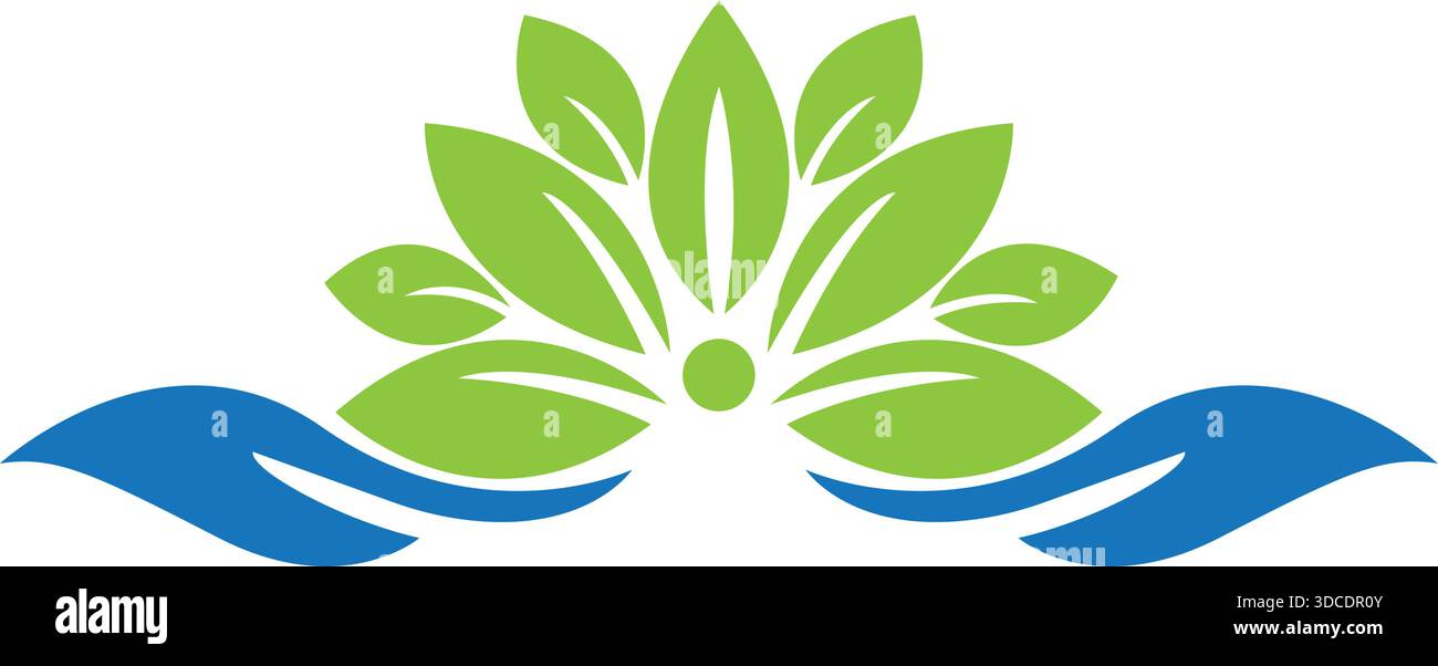 Lotus Flower Water Waves Eco nature Template icône conception vectorielle Illustration de Vecteur