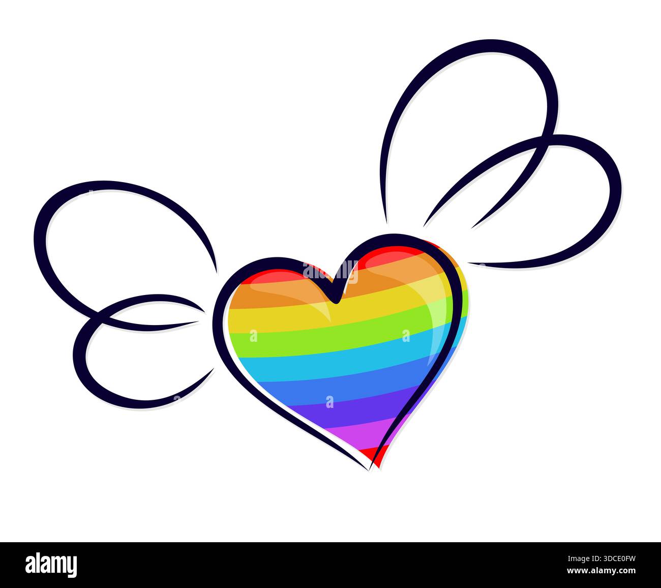 Symbole de coeur arc-en-ciel avec des ailes. Illustration de Vecteur