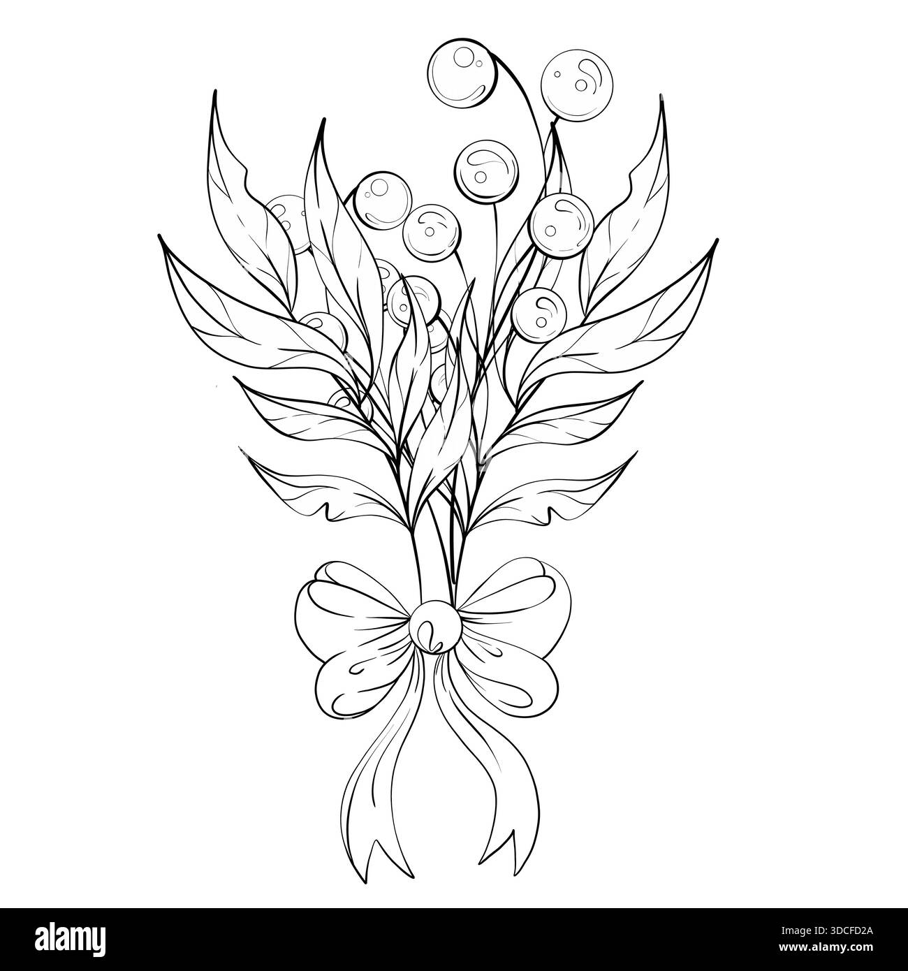 Bouquet floral avec des feuilles et des baies dans un style simple pour la coloration et l'artisanat activités créer des moments joyeux et créatifs dans l'art. Illustration de Vecteur