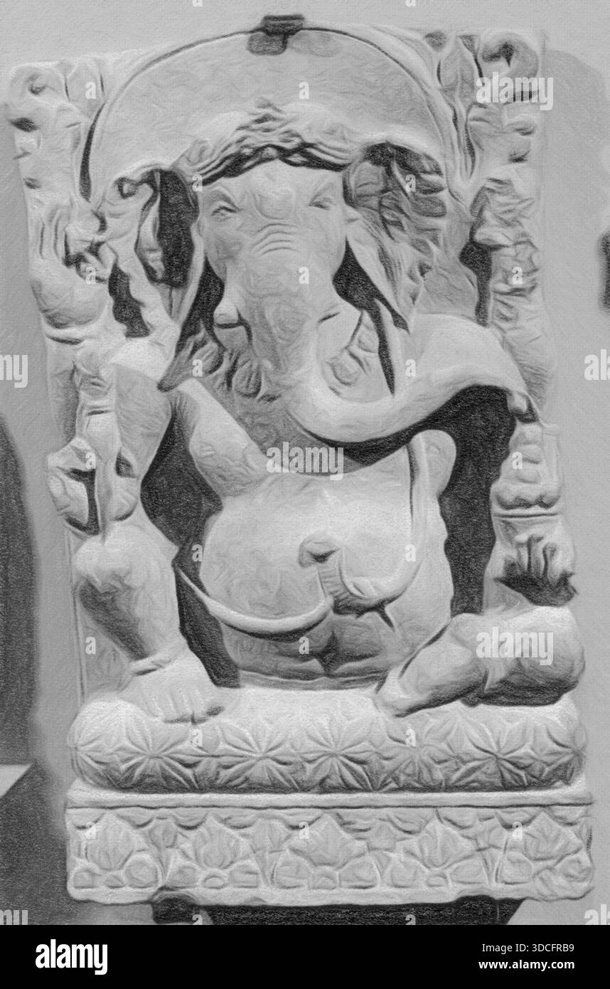 Illustration de Ganesha. Induism religion - Dieu éléphant, culture traditionnelle indienne Banque D'Images