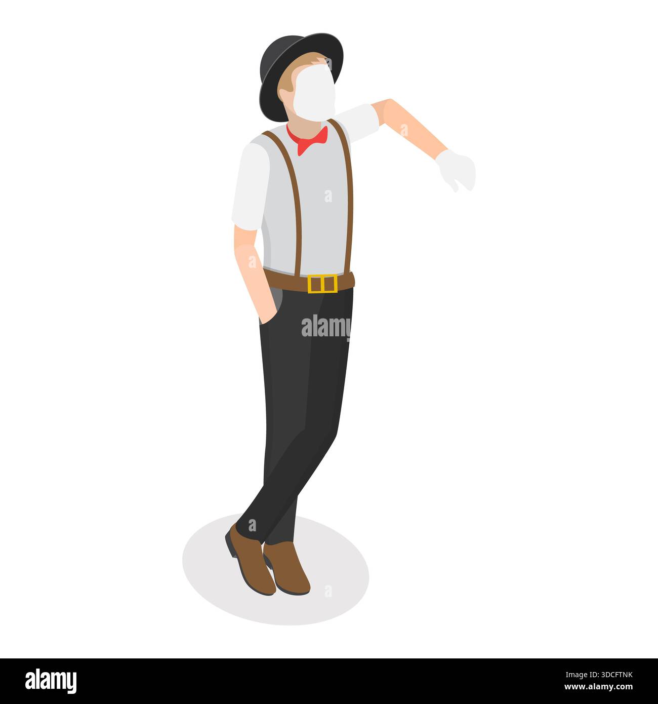 Ensemble 3D isométrique plat d'acteurs MIME, montrant Pantomime, Silent Street Performers. Point 5 Banque D'Images