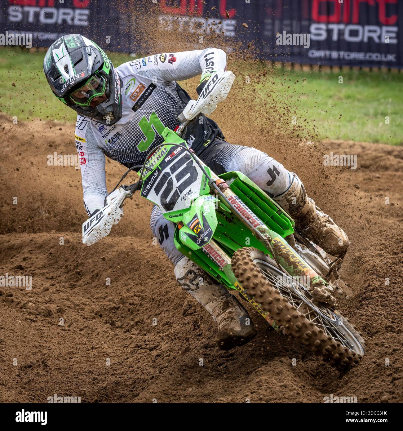 Taylor Hammal sur la Kawasaki lors du MX1 2025 GB Championship Meeting à Cadders Hill, Lyng, Norfolk, Royaume-Uni. Banque D'Images