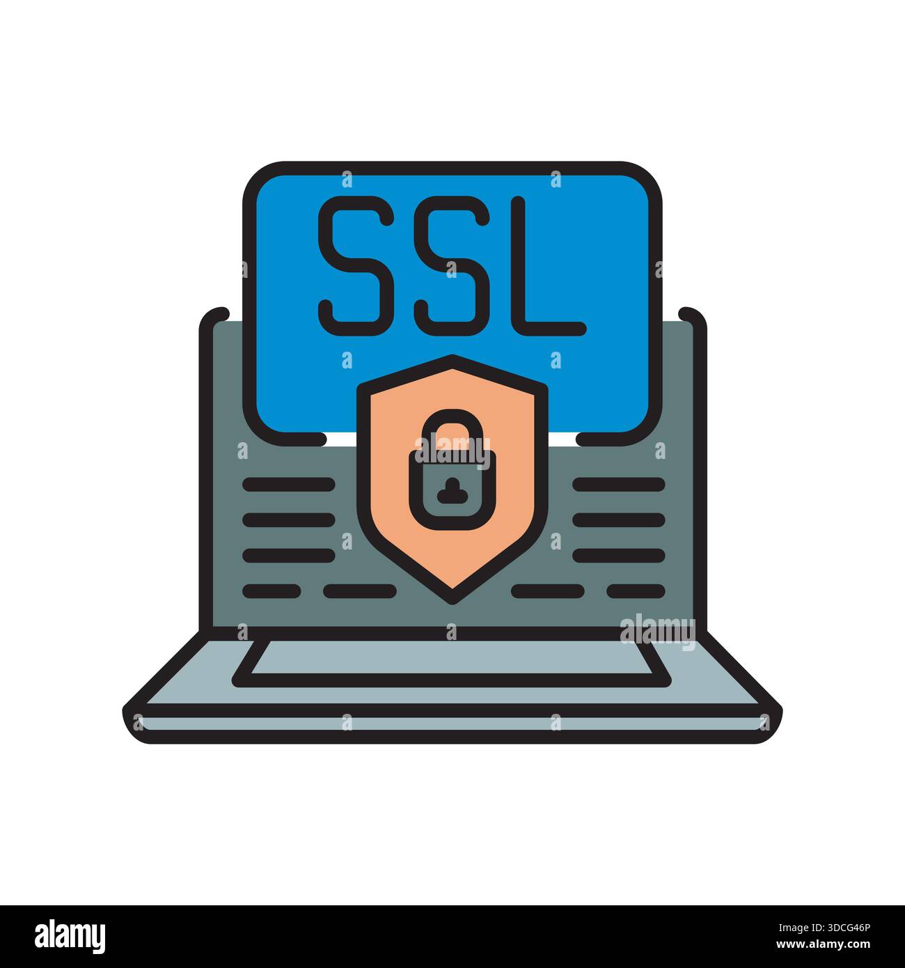 icône de ligne noire du certificat ssl. Elément isolé vectoriel.contour modifiable Illustration de Vecteur