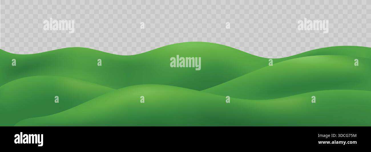 colline verte 3d et terrain d'herbe pour fond de paysage ou jardin et terrain de jeu éco-vectoriel. Fantasy prairie et scène de parc pour bannière d'été ou de printemps avec élément de nature. Podium extérieur pour enfants. Illustration de Vecteur