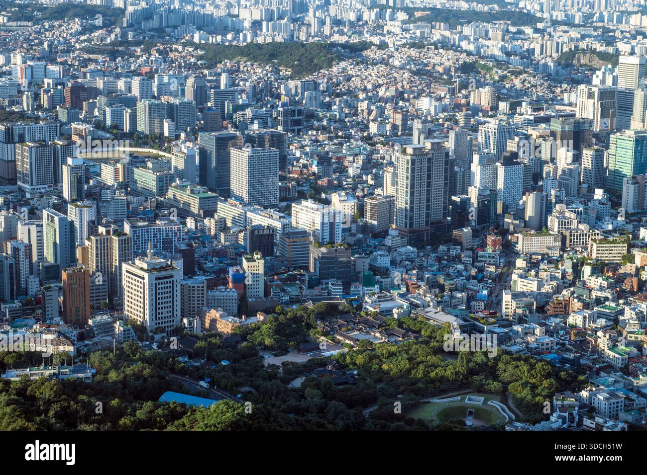Séoul : vue panoramique depuis le sommet de la Tour N Séoul. Corée du Sud. Banque D'Images