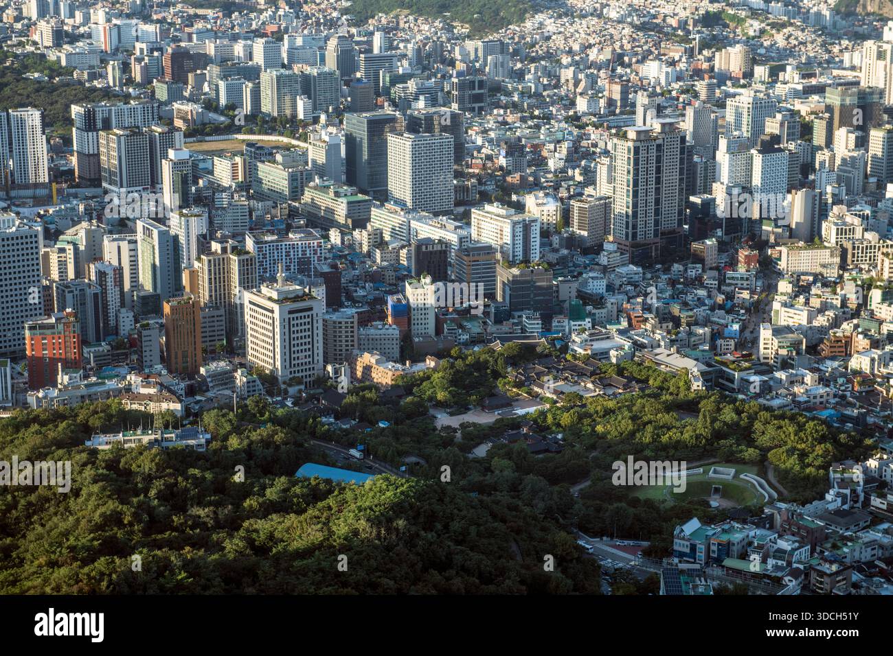 Séoul : vue panoramique depuis le sommet de la Tour N Séoul. Corée du Sud. Banque D'Images