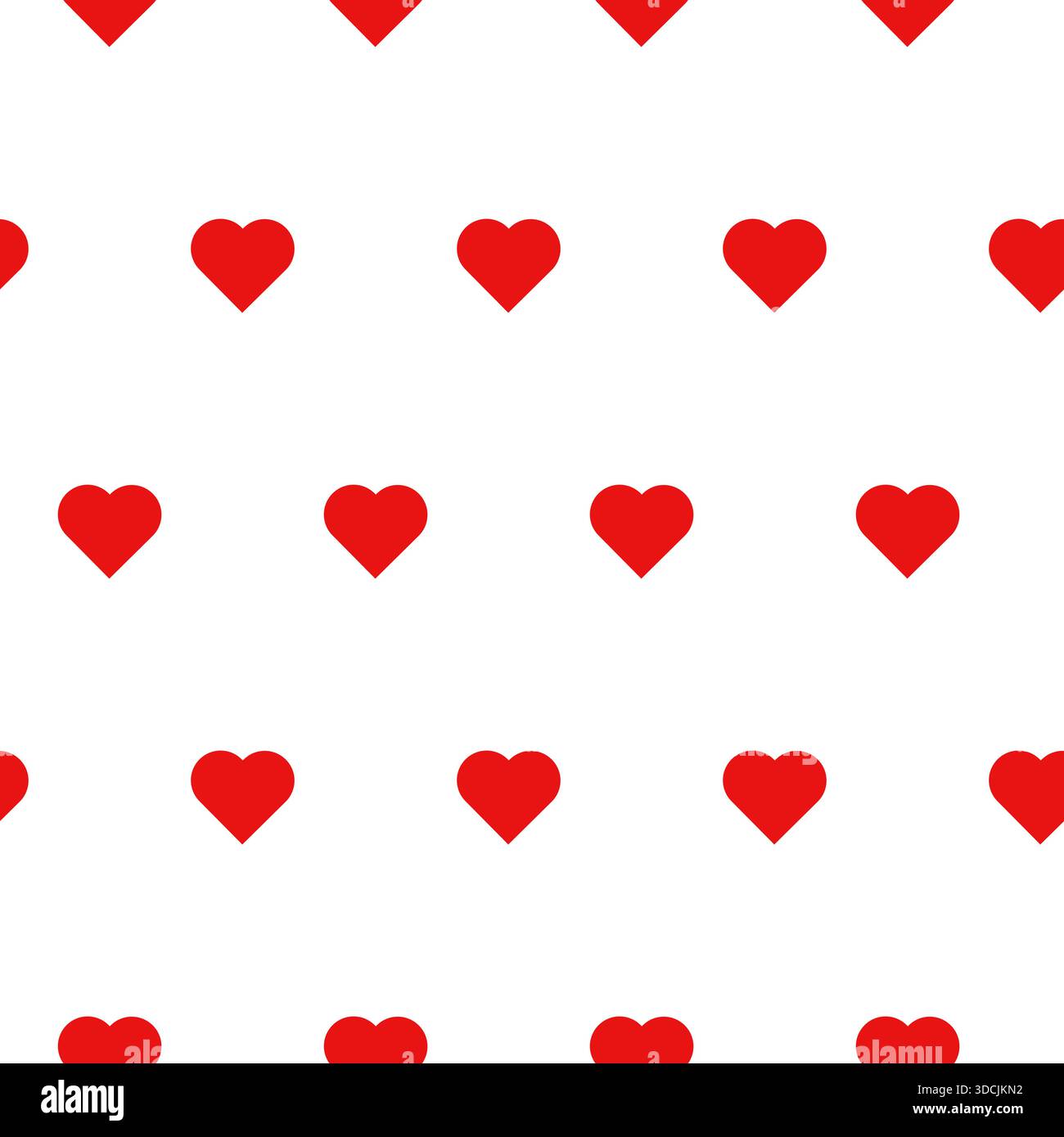 Cœurs rouges mignons, modèle sans couture. Illustration vectorielle. Coeurs de Saint-Valentin isolés sur un fond blanc. Convient pour l'impression sur textiles, scra Illustration de Vecteur