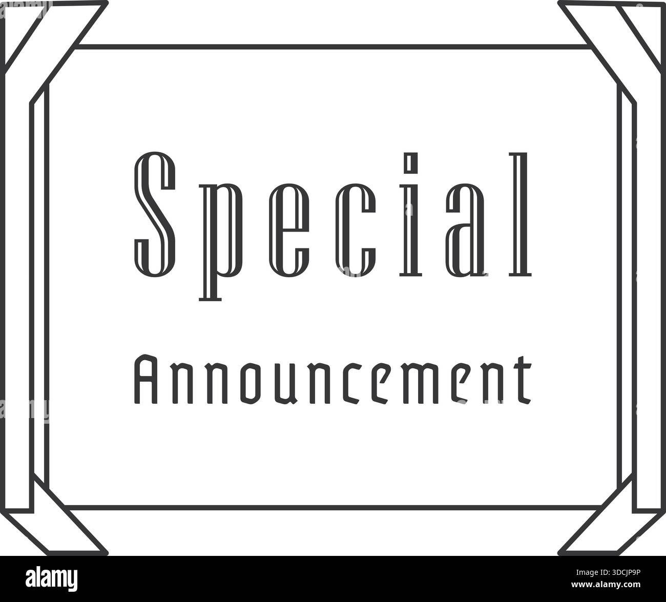 Annonce spéciale de lecture de plaque encadrée officielle avec accents art déco. Illustration de Vecteur