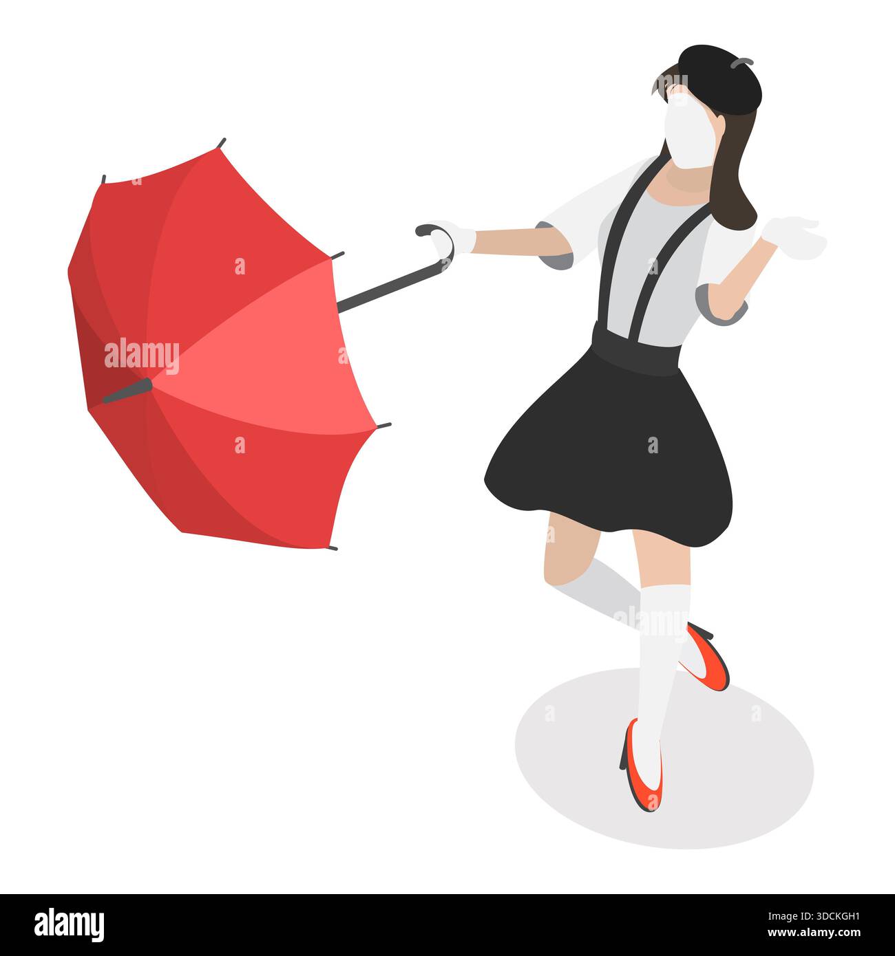 Ensemble 3D isométrique plat d'acteurs MIME, montrant Pantomime, Silent Street Performers. Point 1 Banque D'Images