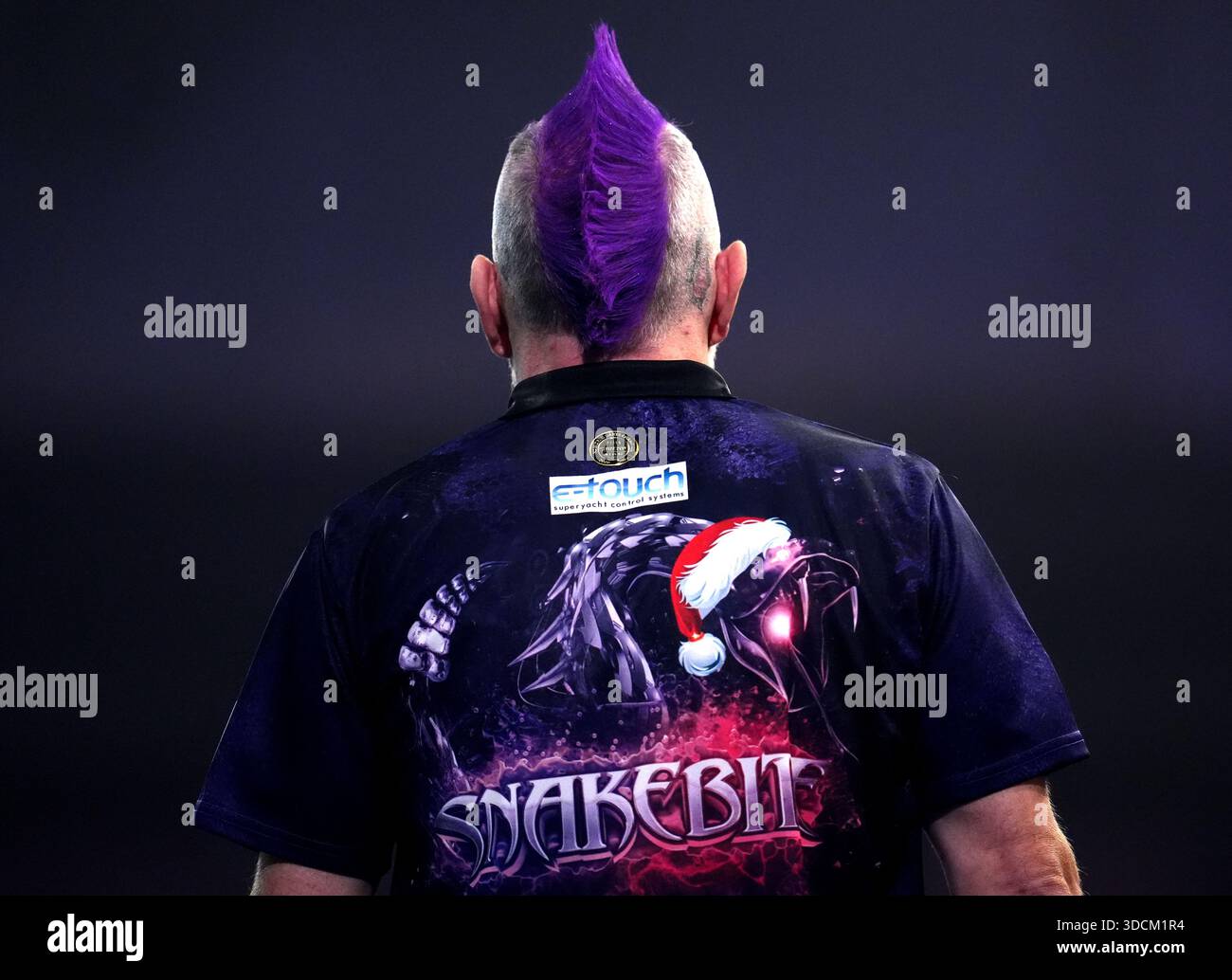 Une vue détaillée du maillot de l'écossais Peter Wright le treizième jour du Championnat du monde de fléchettes Paddy Power à l'Alexandra Palace, Londres. Date de la photo : mardi 23 décembre 2025. Banque D'Images