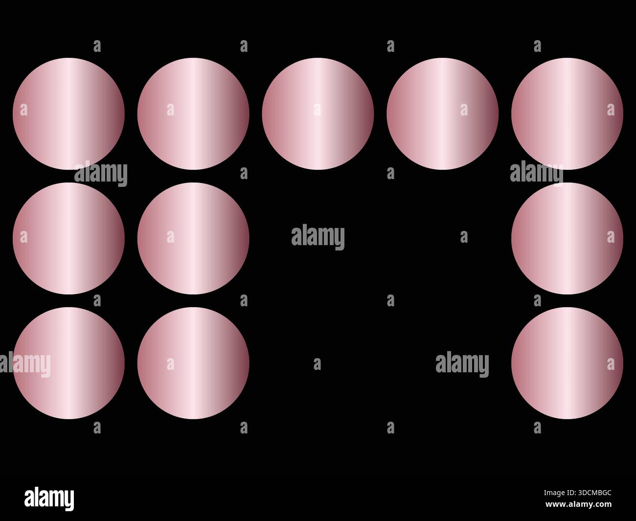 Cette image abstraite présente le chiffre sept formé par une série de cercles élégants en or rose dégradé. Chaque cercle arbore un h rose métallisé brillant Illustration de Vecteur