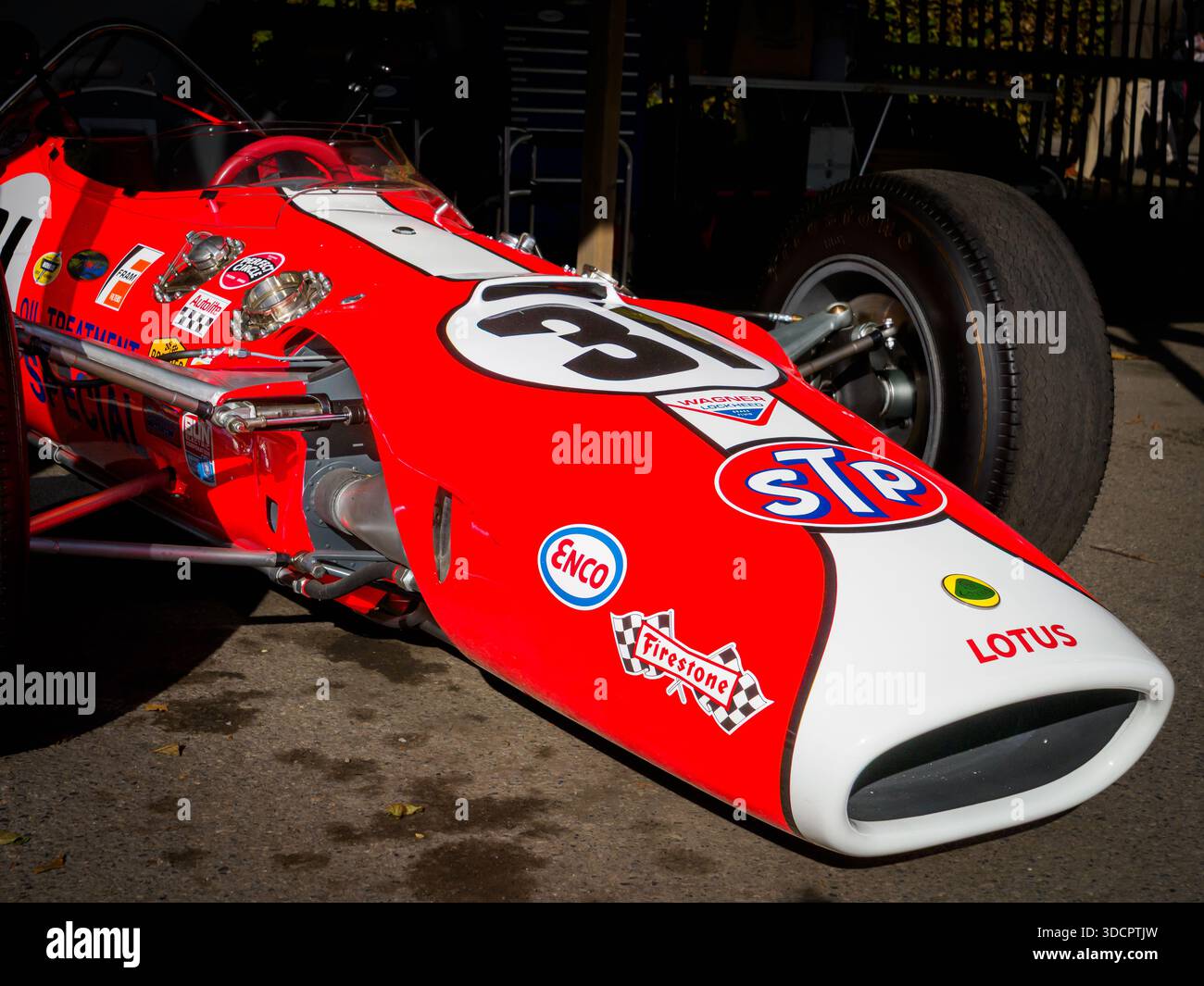 Jim Clarks Indy 500 1967 Lotus type 38/7, voiture de course, dans le paddock Goodwood Revival, West Sussex UK Banque D'Images