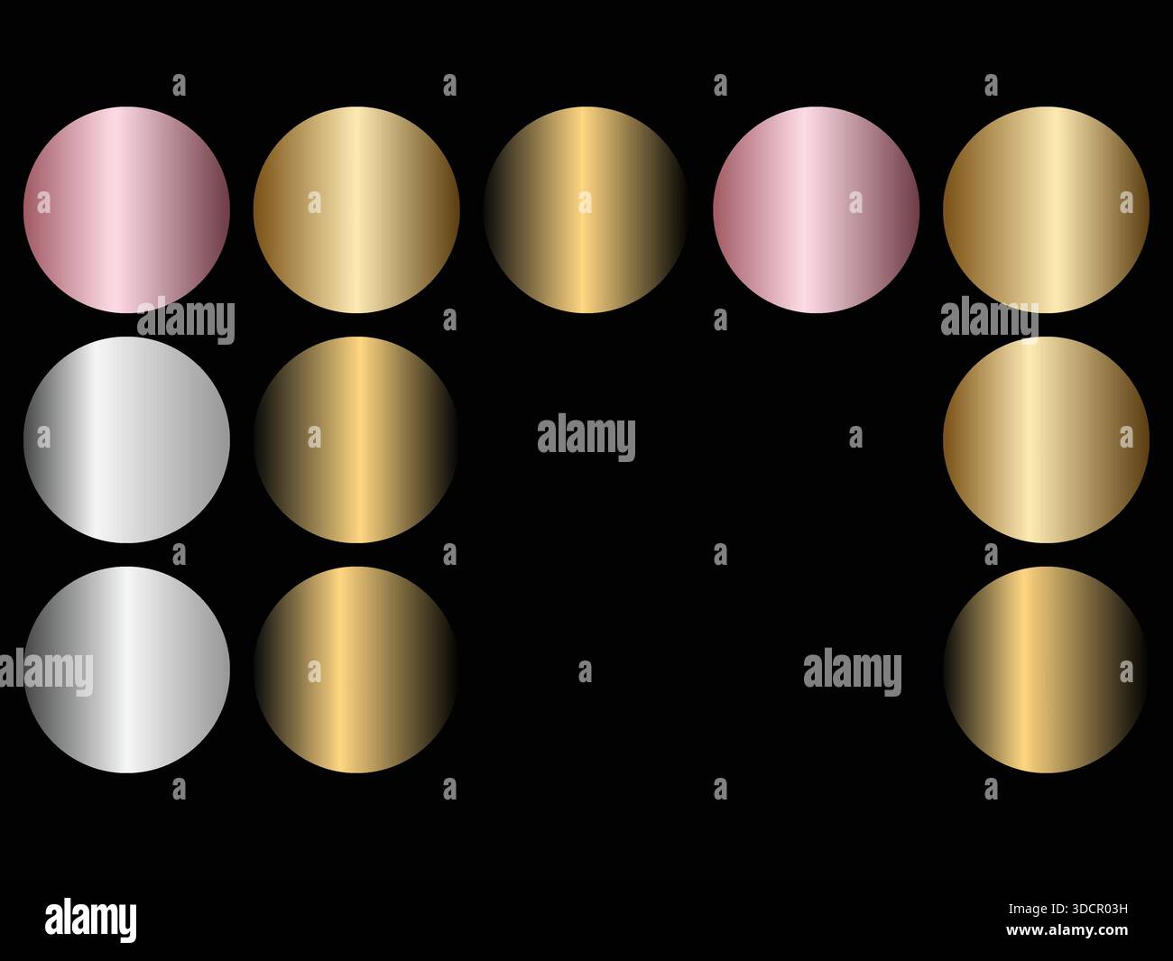 Une collection de sphères métalliques polies, présentant différentes couleurs et qualités réfléchissantes sur un fond noir. Illustration de Vecteur