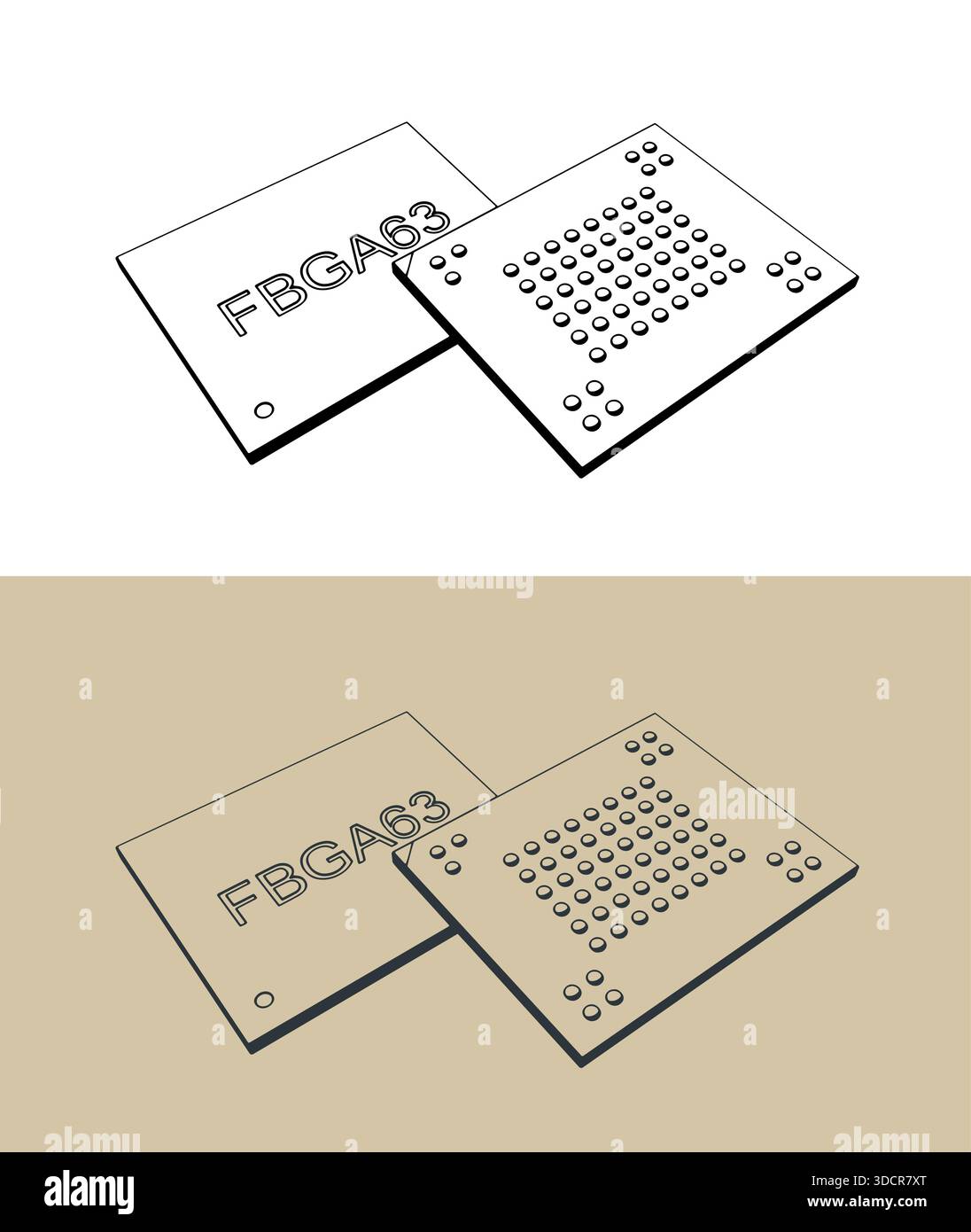 Illustrations vectorielles stylisées de puces à mémoire à grille fine Illustration de Vecteur