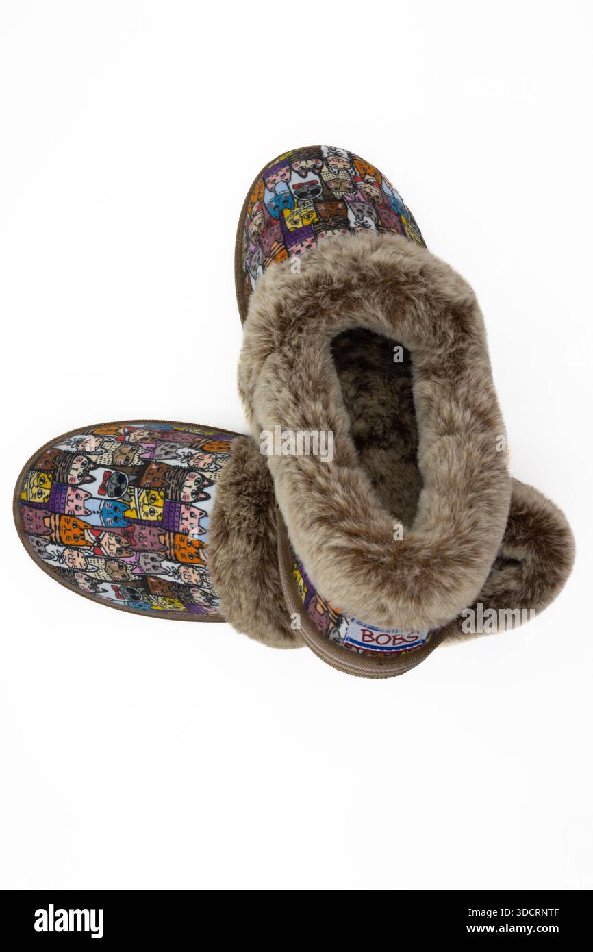 Chaussons de maison mignons pour femmes avec motif chats Banque D'Images