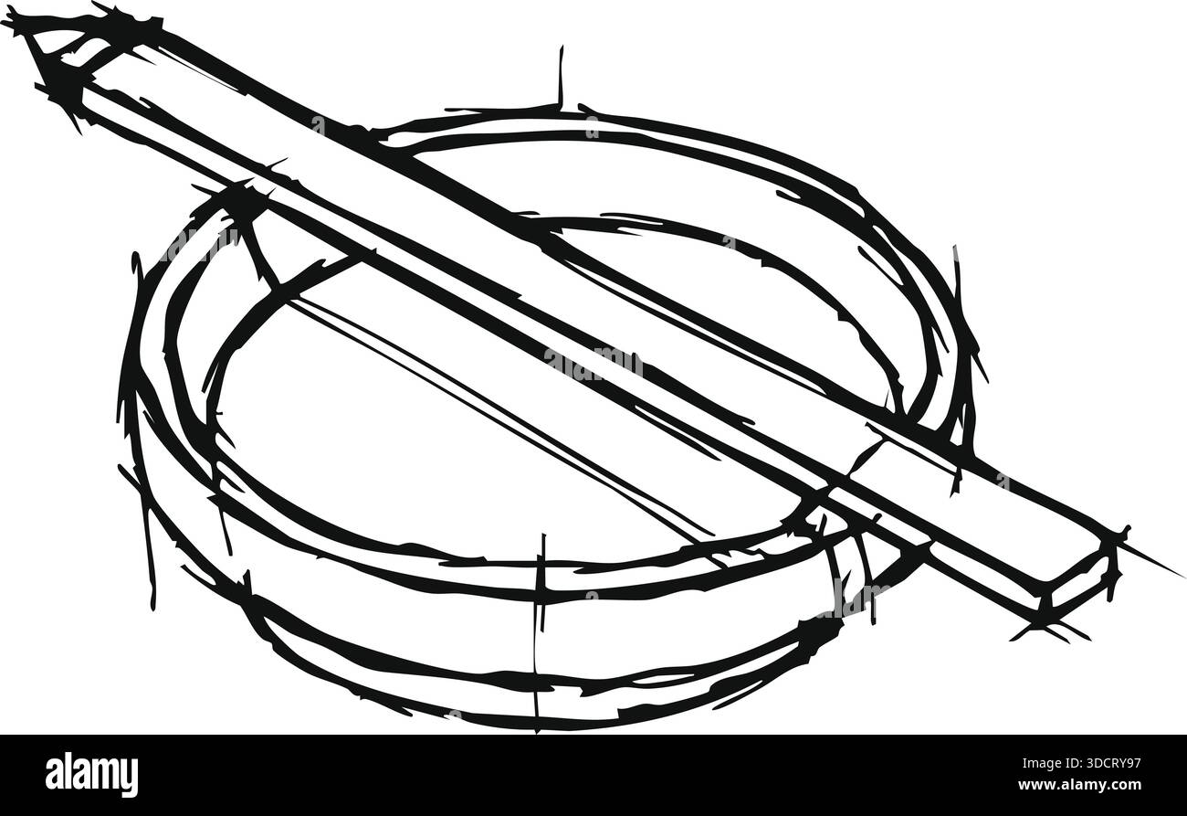 Rouleau à pâtisserie de cuisine placé sur une planche circulaire suggérant la préparation de la pâte. Illustration de Vecteur