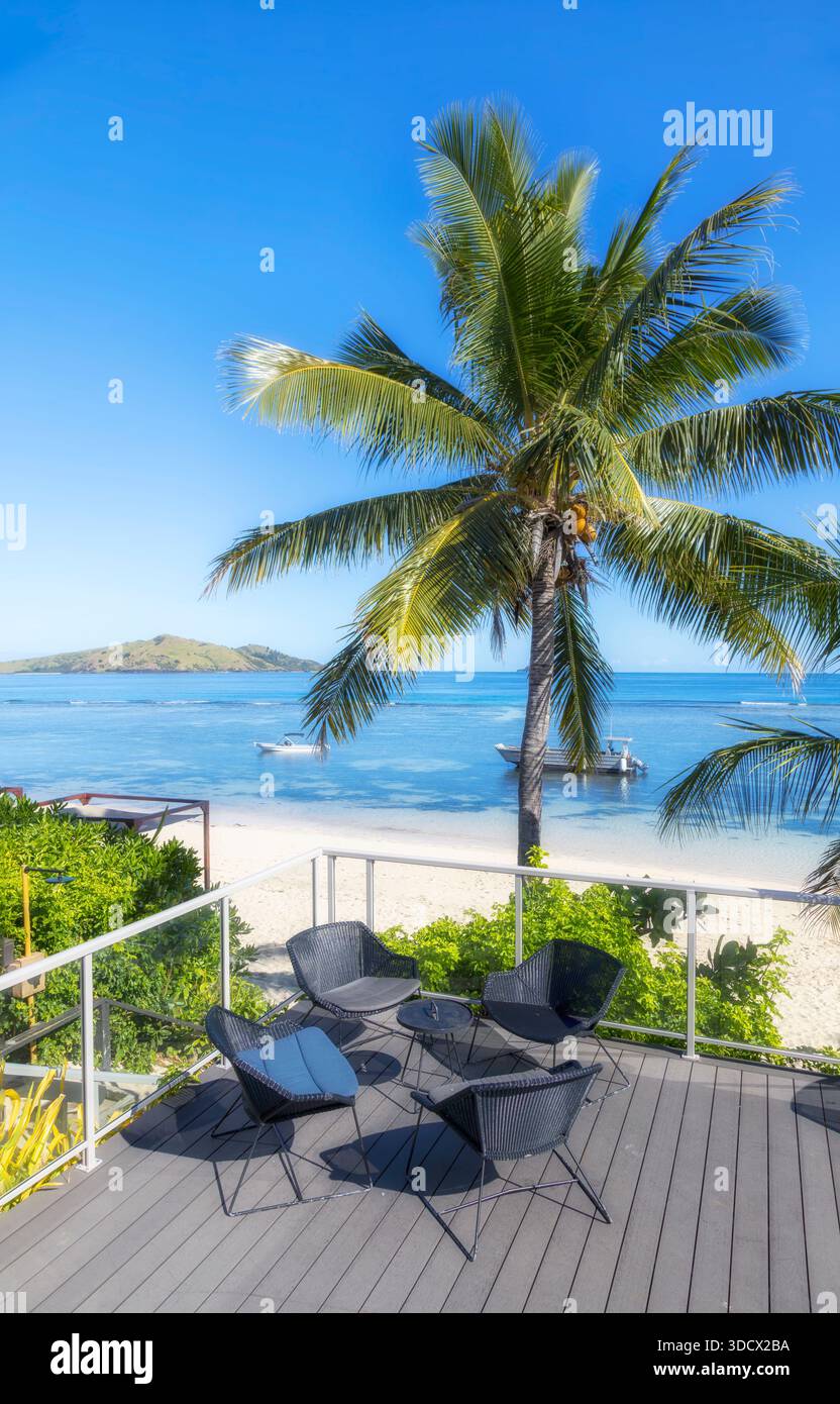 Fidji îles du pacifique récifs coralliens Resort touristique dans un climat tropical. Banque D'Images