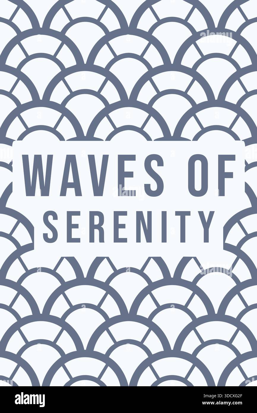 Toile de fond lilas doux et bleu festonné avec titre audacieux Waves of Serenity empilées dans un format d'affiche verticale. Illustration de Vecteur