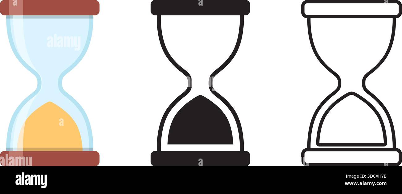 Icône en sablier dans un style plat. Illustration vectorielle en verre de sable sur fond isolé. Concept d'affaires de signe d'horloge de sable. Illustration de Vecteur
