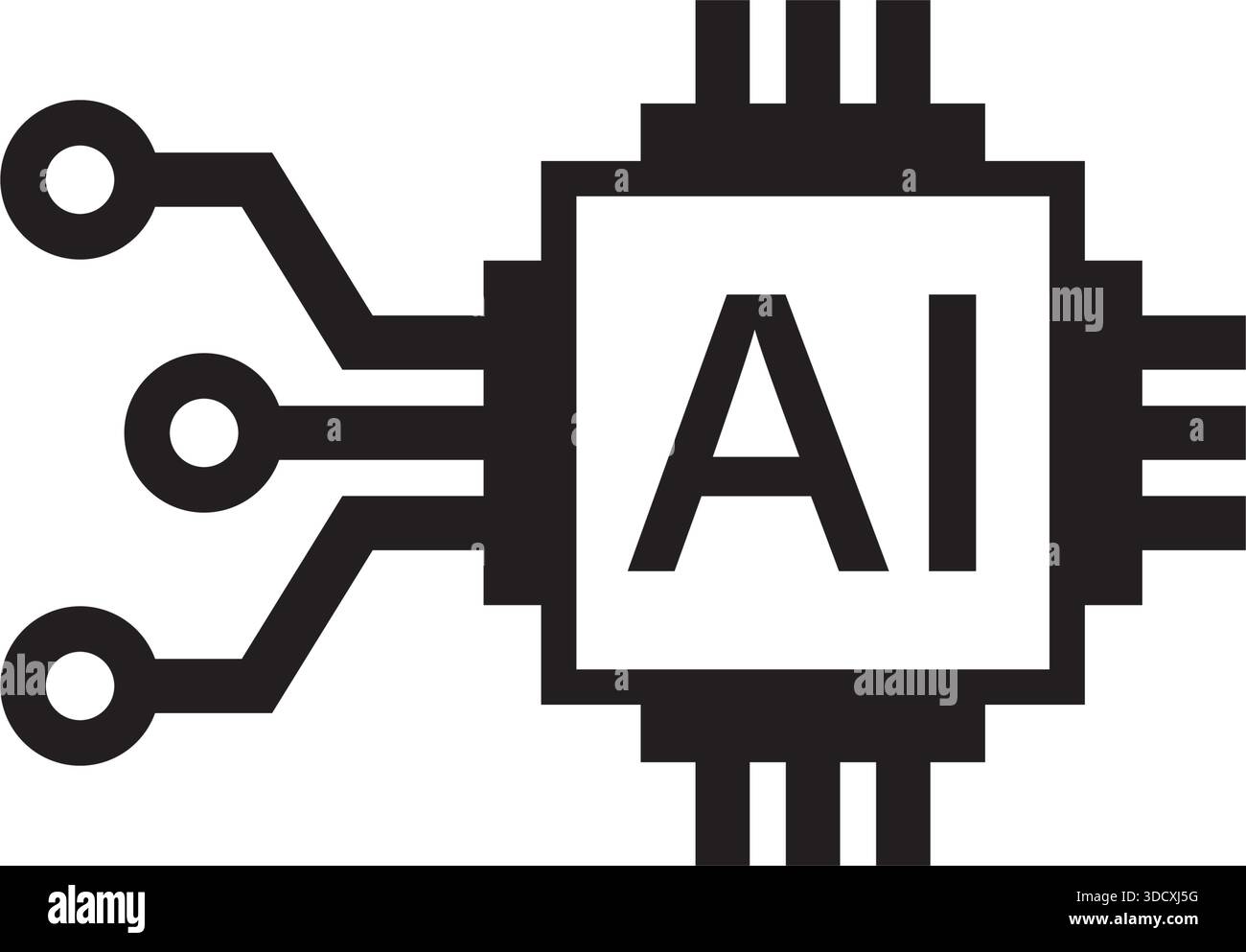 Icône de processeur d'intelligence artificielle dans un style plat. Microchip pour illustration vectorielle de génération d'IA sur fond isolé. Algorithme d'invite signer l'activité Illustration de Vecteur
