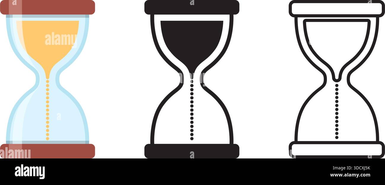 Icône en sablier dans un style plat. Illustration vectorielle en verre de sable sur fond isolé. Concept d'affaires de signe d'horloge de sable. Illustration de Vecteur
