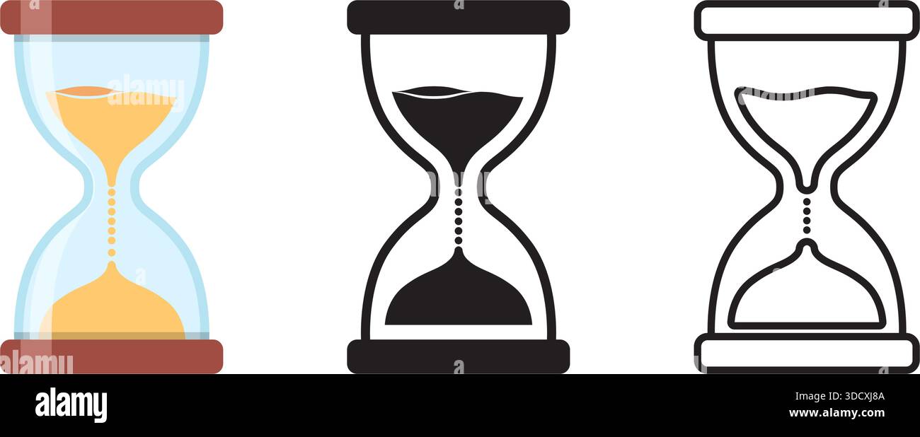 Icône en sablier dans un style plat. Illustration vectorielle en verre de sable sur fond isolé. Concept d'affaires de signe d'horloge de sable. Illustration de Vecteur