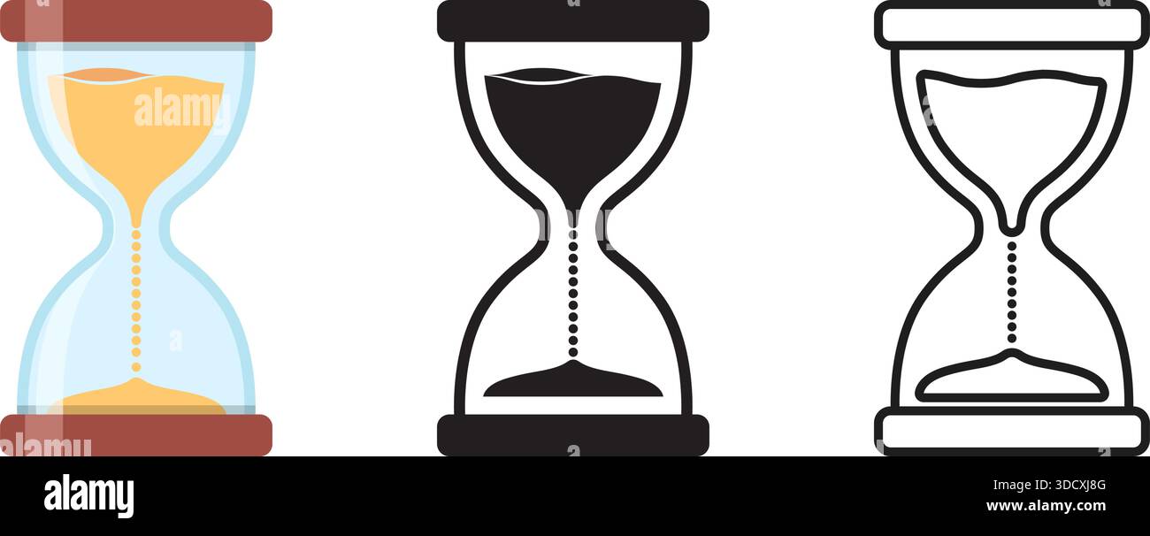 Icône en sablier dans un style plat. Illustration vectorielle en verre de sable sur fond isolé. Concept d'affaires de signe d'horloge de sable. Illustration de Vecteur