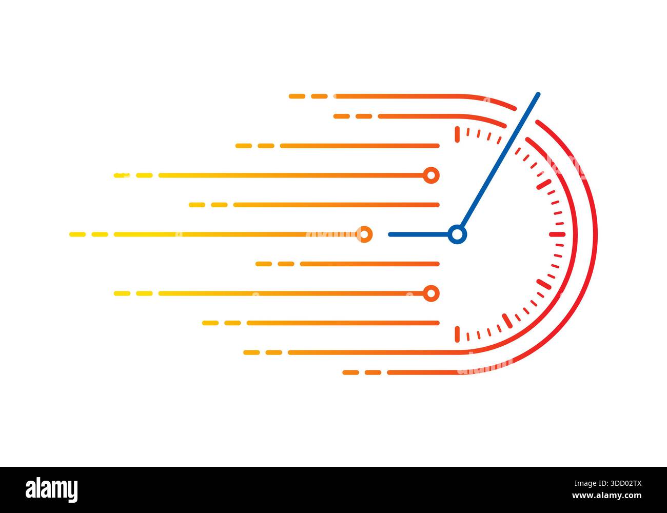 compteur de vitesse très rapide. interface de cadran jaune-rouge. concept de chronomètre pour les affaires, l'éducation, le sport, la technologie worl Banque D'Images