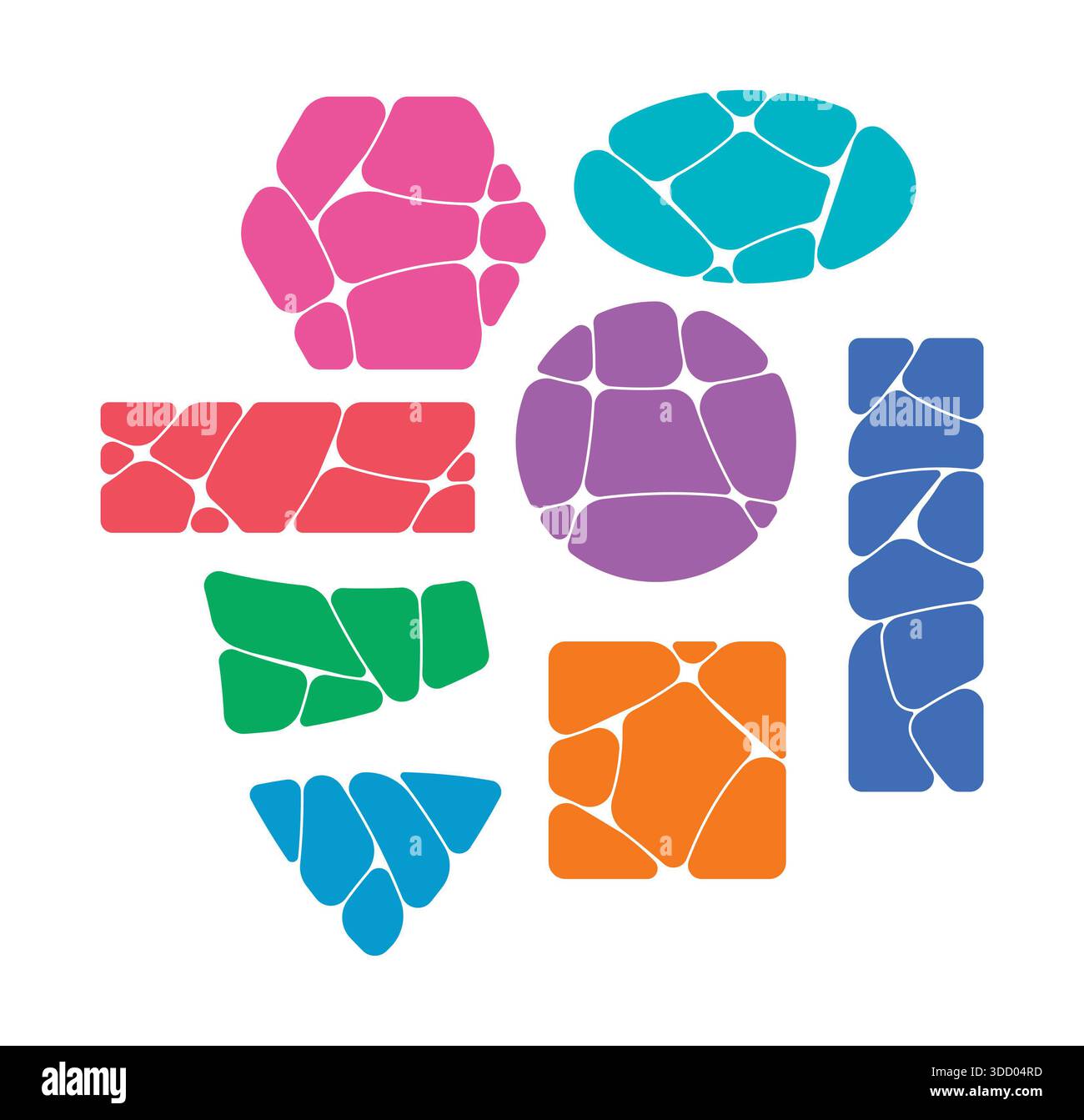 versions découpées de formes géométriques colorées. ensemble de formes géométriques coupées. groupe de formes géométriques découpées pour l'éducation Banque D'Images