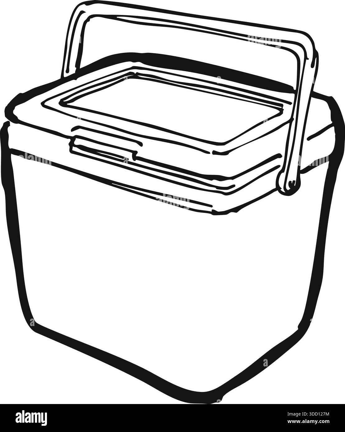Illustration nette d'une ligne noire d'un coffre à glace manipulé pour garder les boissons froides. Illustration de Vecteur