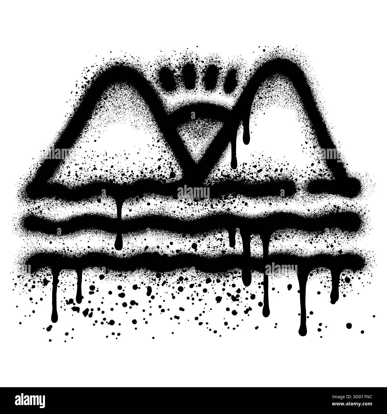 Coucher de soleil sur la plage graffiti avec peinture noire en aérosol. illustration vectorielle. Illustration de Vecteur