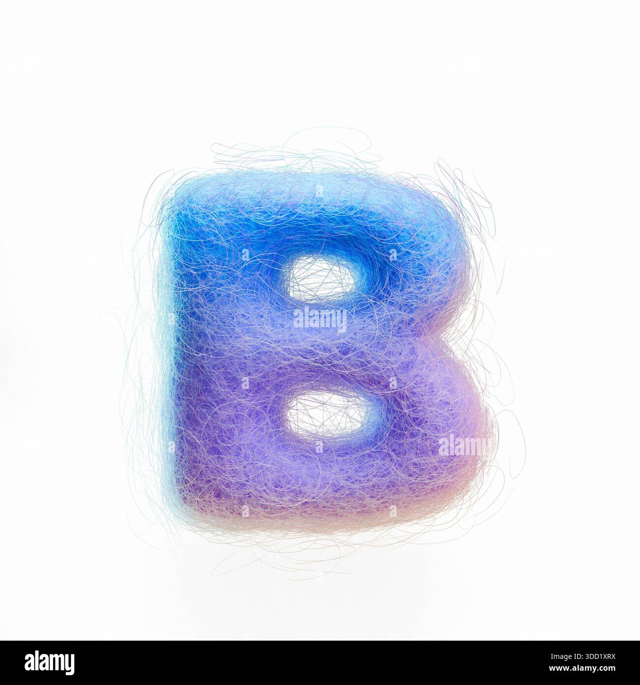 Lettre de police en feutre de laine B illustration de rendu 3D isolée sur fond blanc Banque D'Images