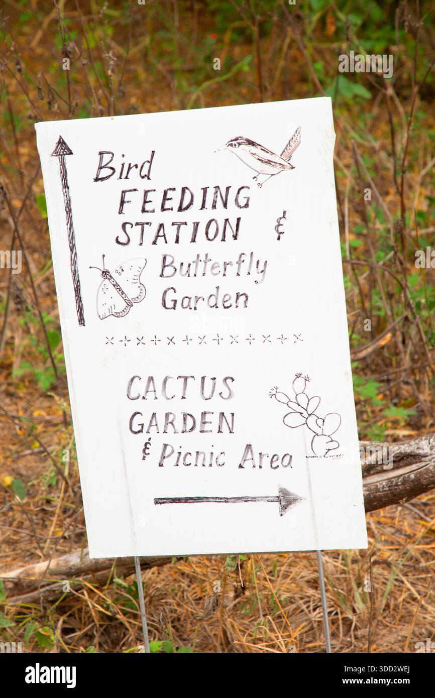 Panneau de direction, Salineno Wildlife Preserve, Texas Banque D'Images