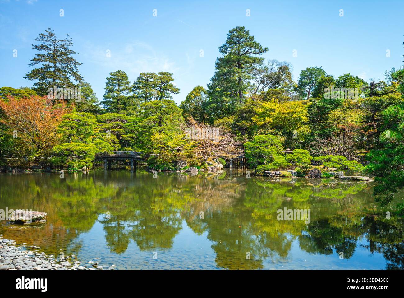 Jardin Oike Niwa et étang au Palais impérial de Kyoto à Kyoto, Japon Banque D'Images
