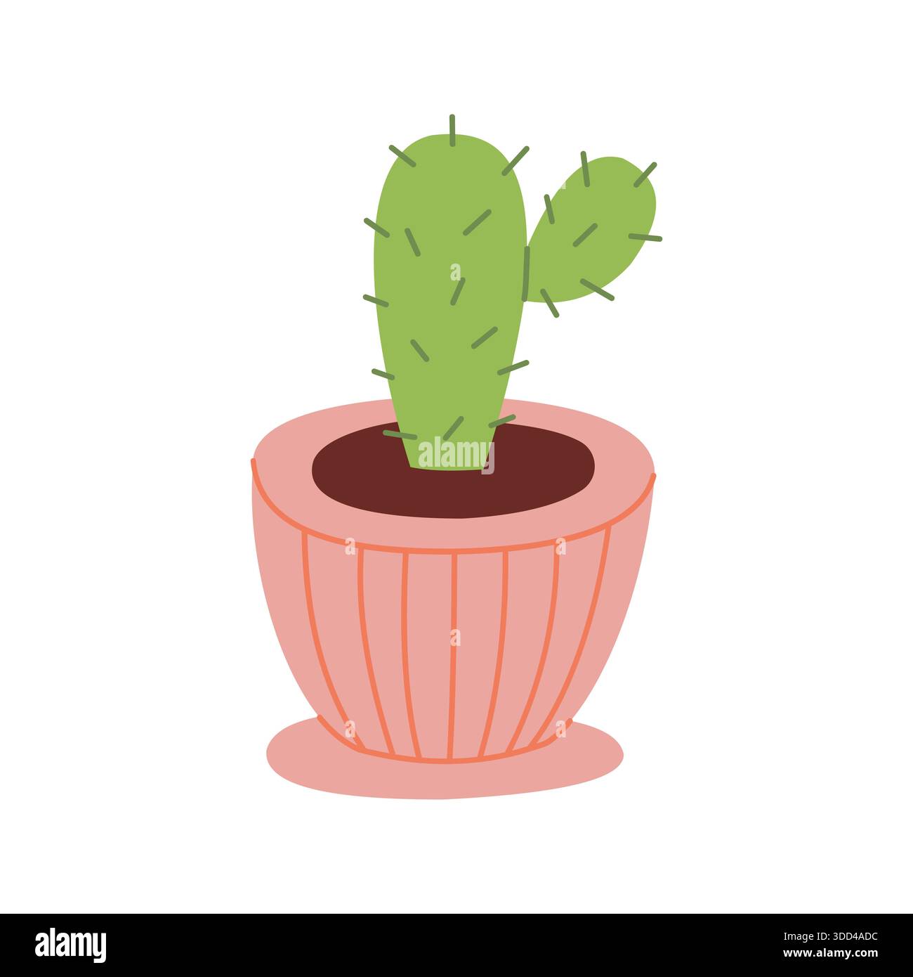 Cute Cactus dans pot illustration dessinée à la main Illustration de Vecteur