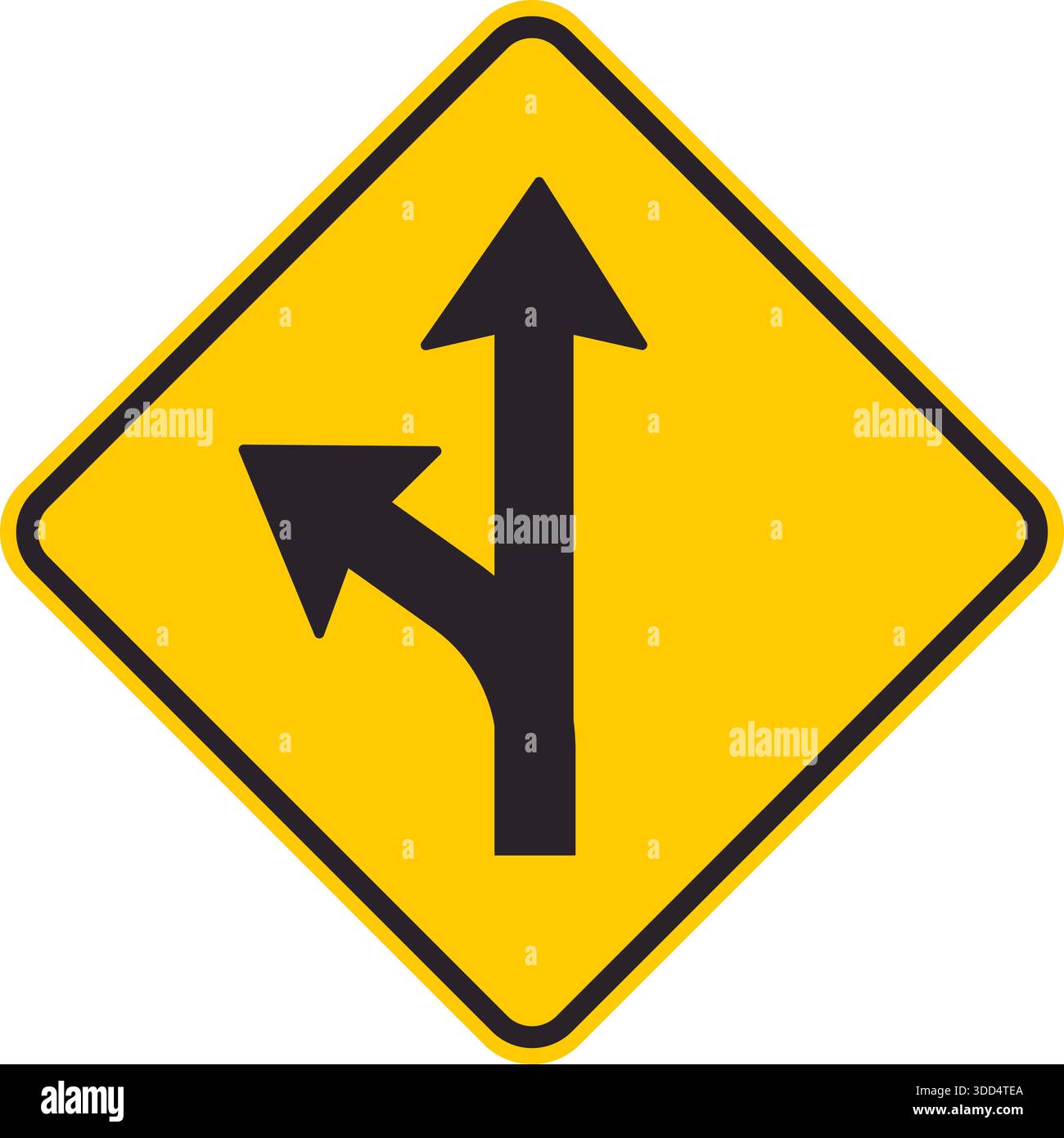 Informe les conducteurs qu'ils peuvent continuer tout droit ou tourner à gauche à la prochaine intersection. Illustration de Vecteur