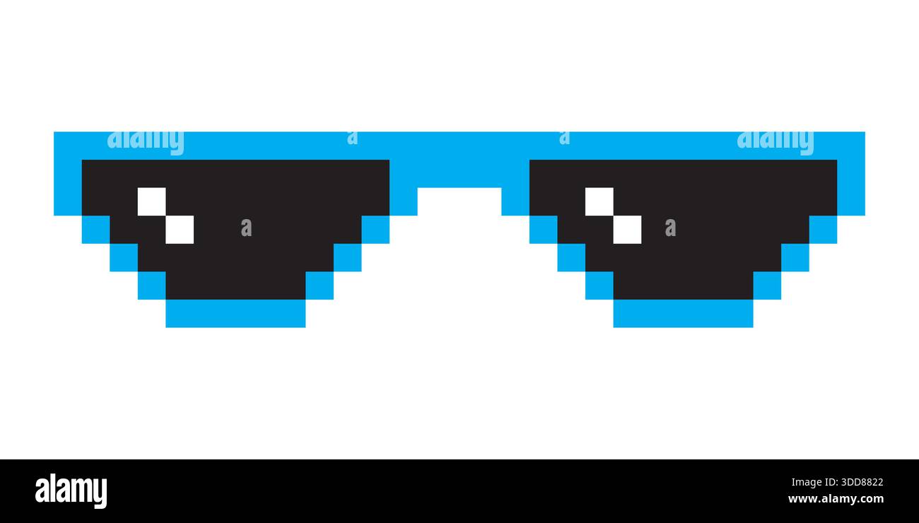 Fun rétro pixelated icône de verre de soleil, Boss lunettes meme, style de vie meme lunettes de soleil thug, illustration vectorielle Illustration de Vecteur
