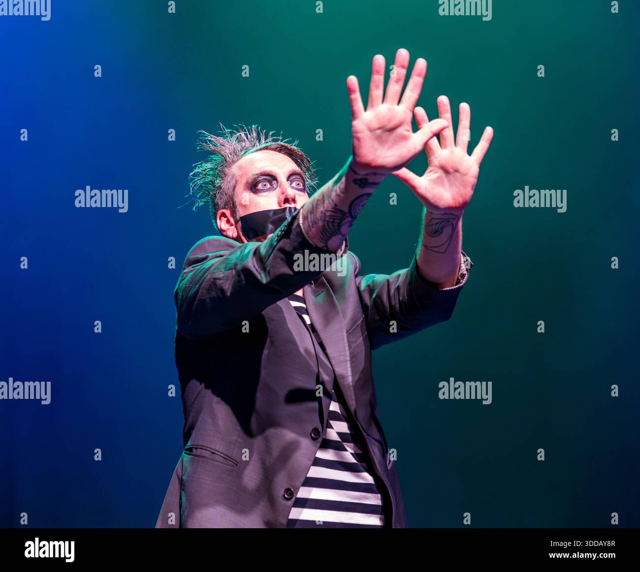 Comédien Tape face aka Sam Wills, Edinburgh Festival Fringe show, Édimbourg, Écosse, Royaume-Uni Banque D'Images