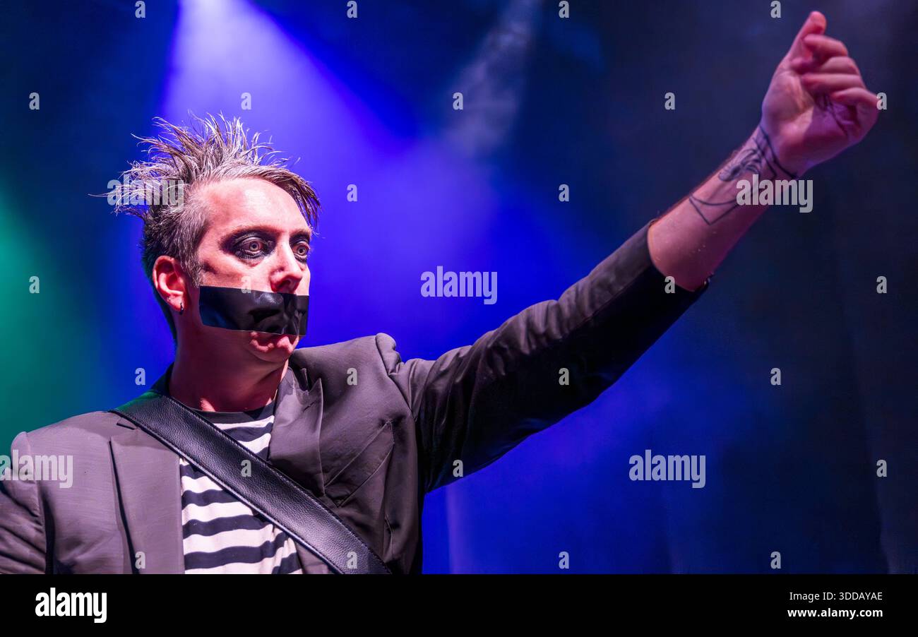 Comédien Tape face aka Sam Wills, Edinburgh Festival Fringe show, Édimbourg, Écosse, Royaume-Uni Banque D'Images