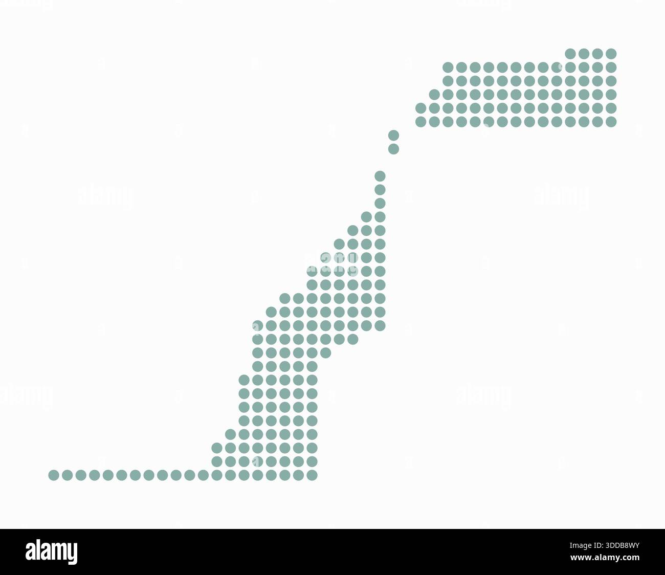 Carte pointillée du Sahara Occidental. Carte de style numérique du pays sur fond blanc. Forme du Sahara Occidental avec des points circulaires. Style de points colorés. Illustration de Vecteur