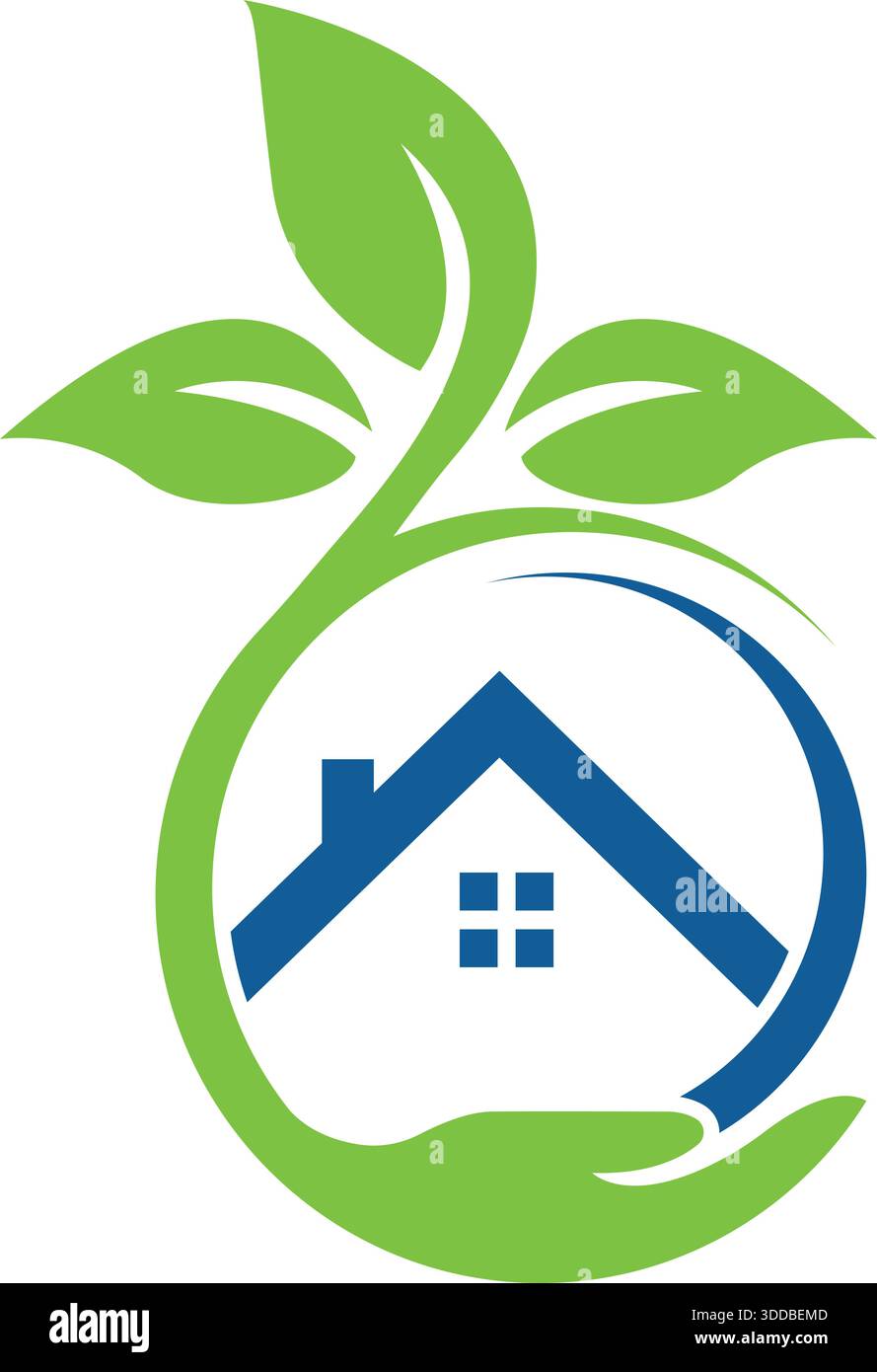Leaf Plant Growth Home logo Design Eco Real Estate Vector Icon Template Illustration de Vecteur