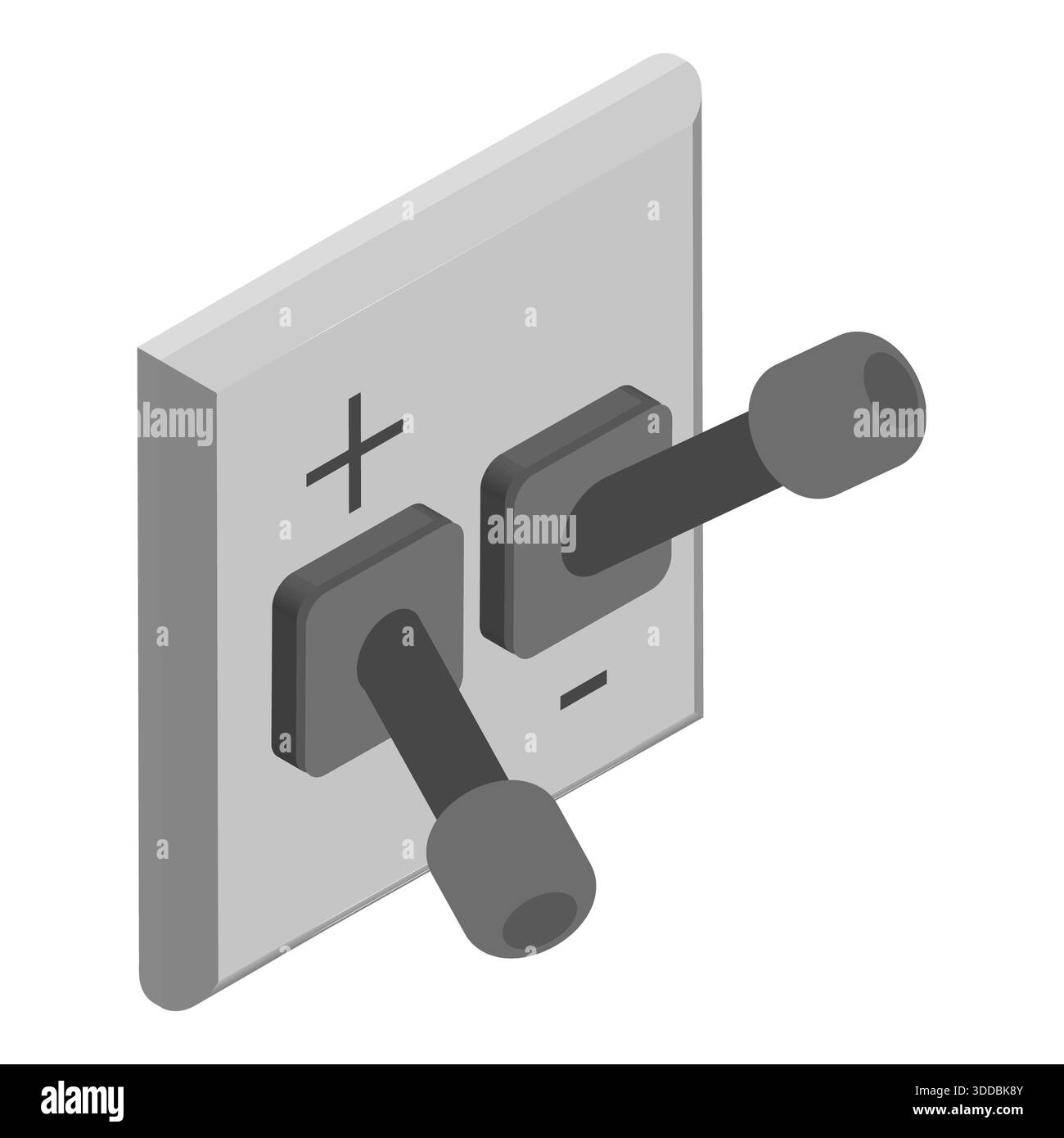 Ensemble plat isométrique 3D de disjoncteurs électriques, panneau de commutation. Point 2 Banque D'Images