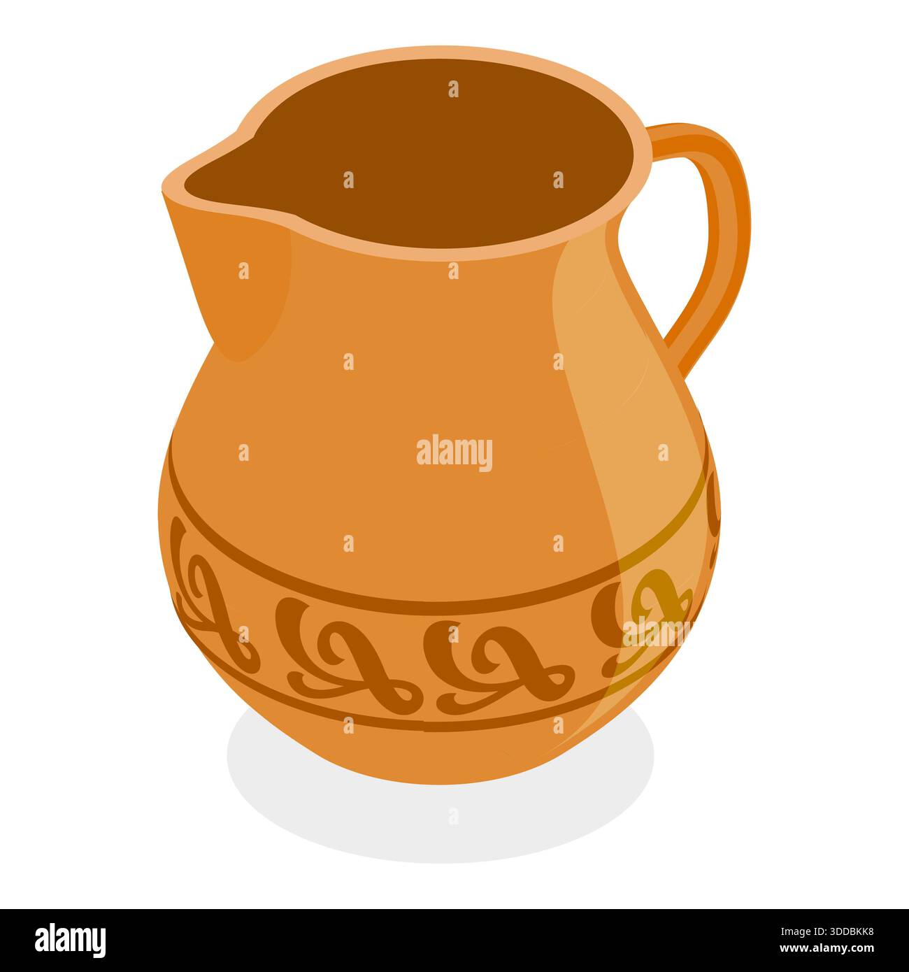 Ensemble plat isométrique 3D d'articles en céramique vintage, poterie argile. Point 3 Banque D'Images