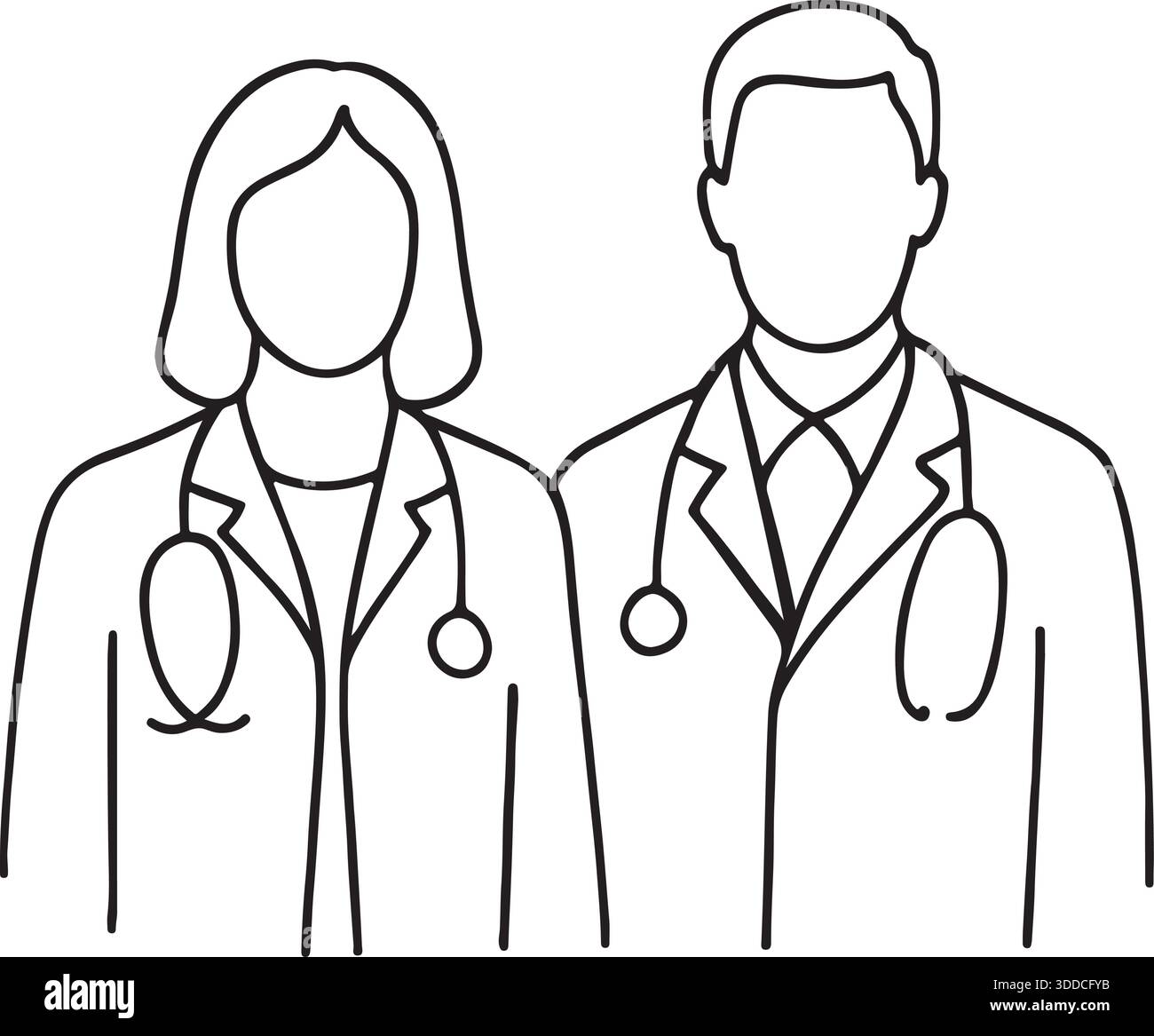 Dessin en ligne continue de deux médecins illustration vectorielle Illustration de Vecteur