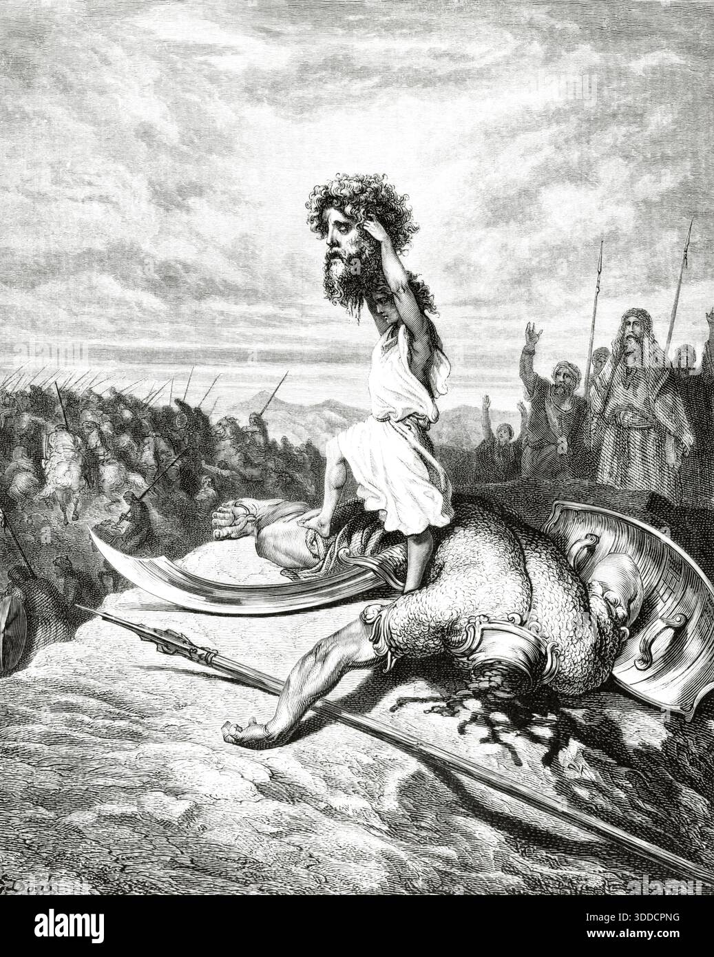 David tuant Goliath histoire biblique Banque D'Images